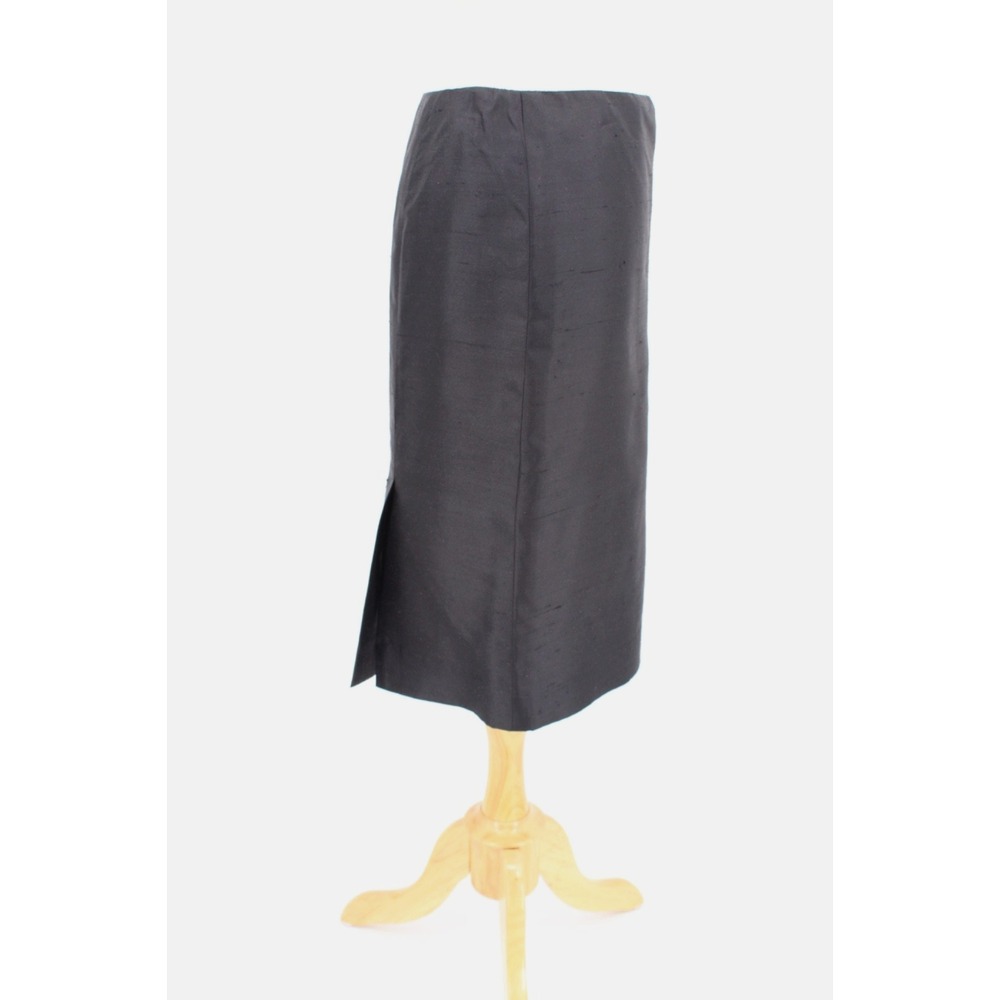 CARLISLE‎ Silk Skirt size 4 Pencil Straight Black Textured lined VTG - Picture 8 of 14